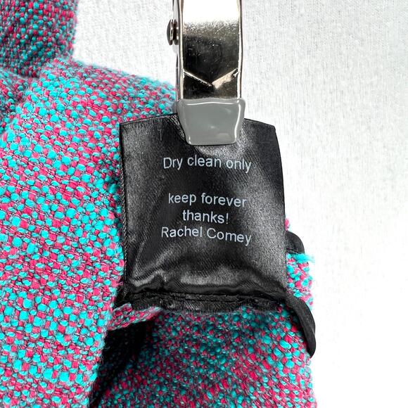 RACHEL COMEY Agitator Top 2 Pink Blue Stretch Woven Tweed Knit Peplum Tank NWT - Picture 12 of 16